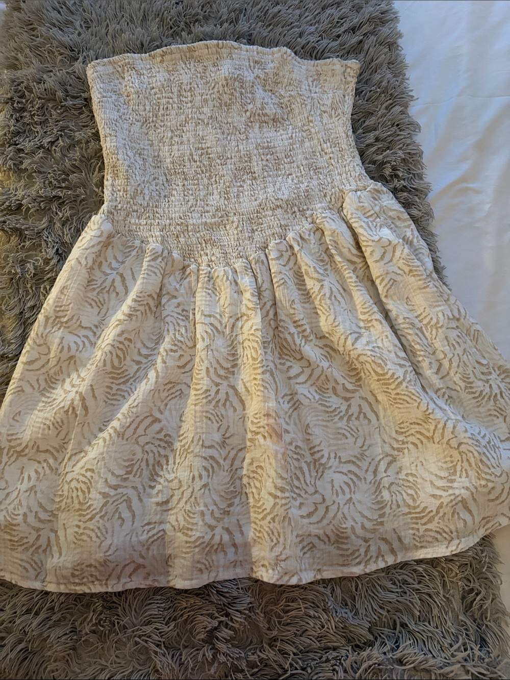 Universal Thread Cream Smocked strapless, summer dress